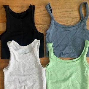 Cropped rock and rugs tank tops
